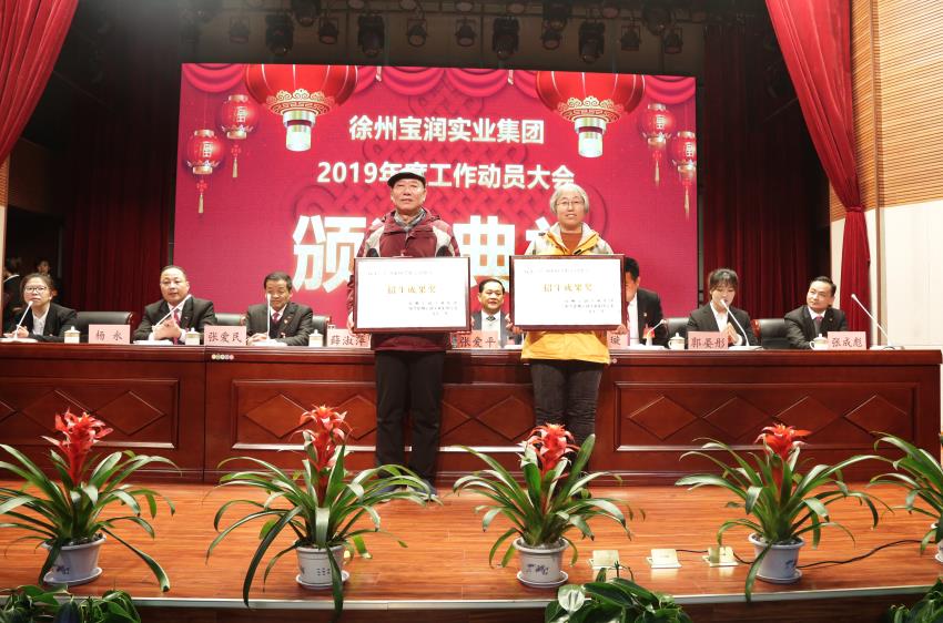 徐州寶潤實業(yè)集團2019年度工作動員大會---集團公司領(lǐng)導(dǎo)為先進單位和先進個人代表頒獎